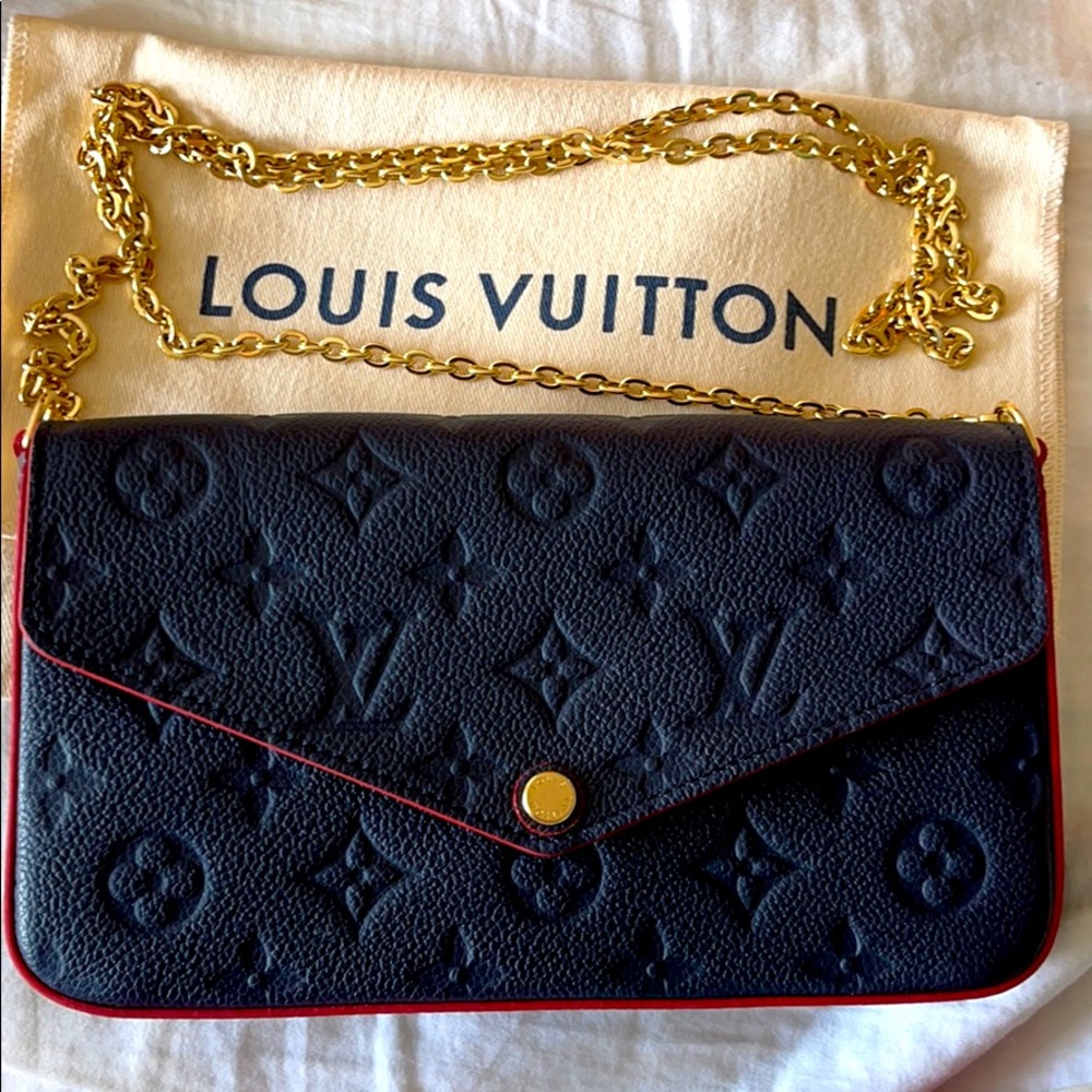 🇫🇷Louis Vuitton Pochette Felicie Marine Rouge
